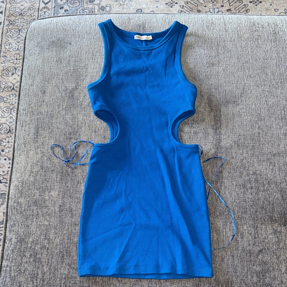 Zara Vibrant Blue Ribbed Tank Top